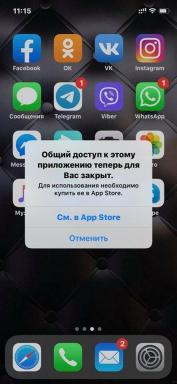 Chyba zavření sdílení aplikací na iPhone