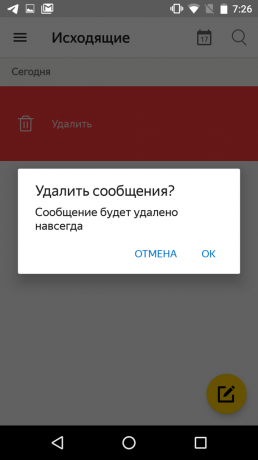 Jak zrušit odeslání dopisu na Yandex.mail: klikněte na "Košík"