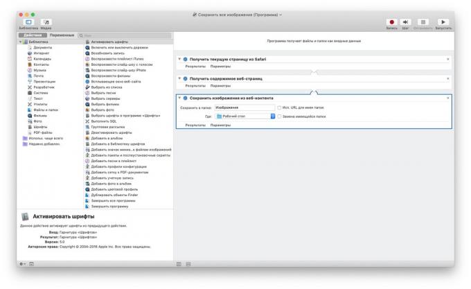Automator na MacOS: stahování obrázků ze stránky v prohlížeči