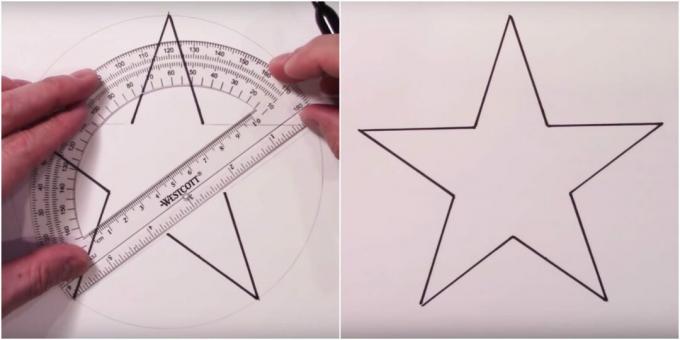 Jak nakreslit hvězdu pomocí úhloměru