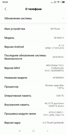 přezkoumání Xiaomi Mi Max 3: Version