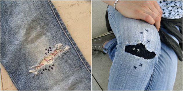 jak zašít díry v džínách