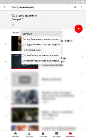 Užitečné funkce YouTube pro Android: Řazení videí v seznamu Přehrát později