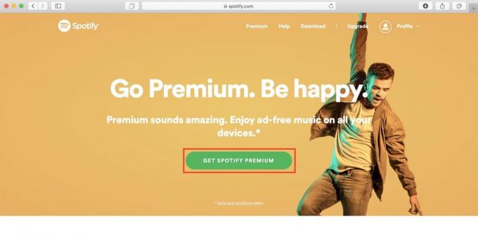 Jak používat Spotify v Rusku na tlačítko Get Spotify Premium