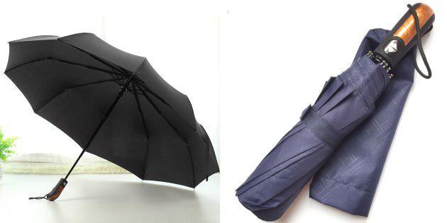 Deštník s dřevěnou rukojetí