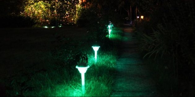 Zahradní chodník s lampami