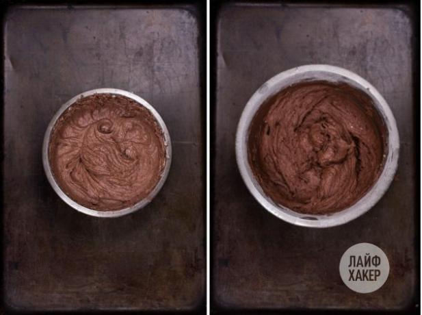 Chcete-li připravit sušenky s čokoládovou náplní à la fondant, přidejte do másla kakao a vejce, rozšlehejte a poté smíchejte máslovou směs s moukou