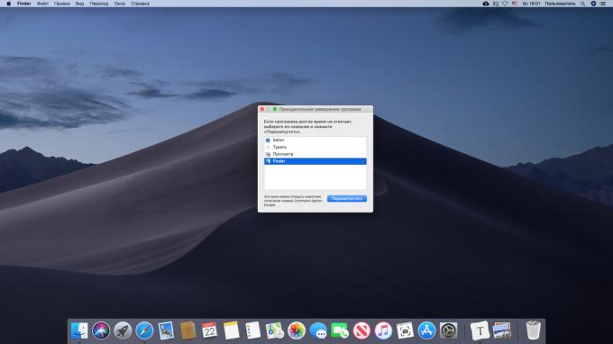 Konfigurace aplikace na Mac nucené ukončení