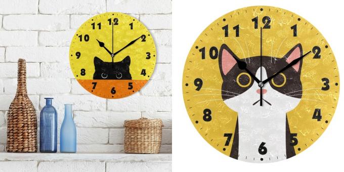 Nástěnné hodiny s kočkami 