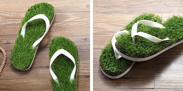 Flip-flop s účinkem trávníku