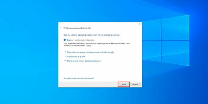 Jak nastavit heslo na USB flash disku: klikněte na „Další“