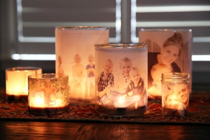 Jak si vyrobit novoroční dárek s vlastníma rukama: Svícny s rodinnými fotografiemi
