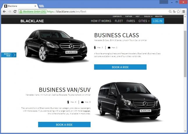 Blacklane poskytuje business-class stroje, obchodní dodávky a automobily Premium