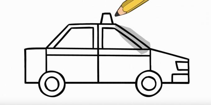 Jak nakreslit auto: nakreslete světlomety a maják