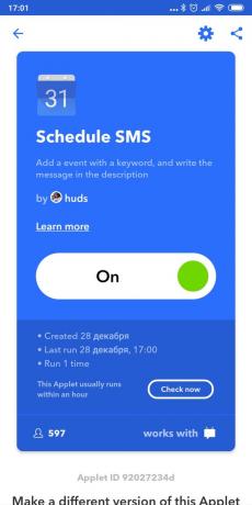 Plánování SMS Android: IFTTT