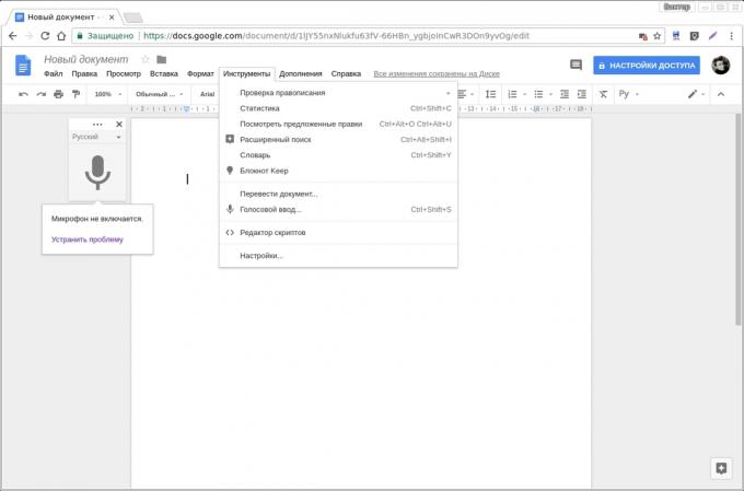 Google Docs add-ons: hlasový vstup