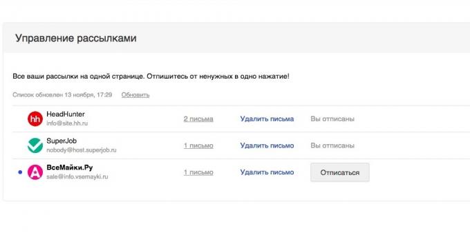 «Mail.ru Mail": Správa Distribution