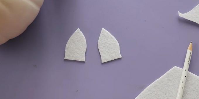Crafts z dýně: stříhat ušima z bílé plsti