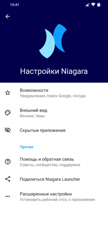 Launcher pro Android Niagara Launcher: Nastavení
