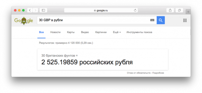 Překlad GBP Britská libra na rubly za použití Google