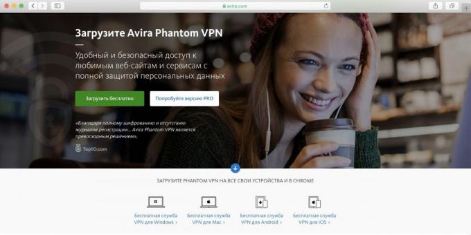 Nejlepší Volný VPN pro PC, Android a iPhone - Avira Phantom VPN