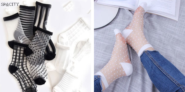 Krásné ponožky: Nylon ponožky transparentní