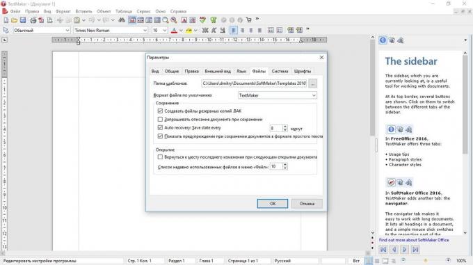 jak nastavit automatické ukládání: FreeOffice