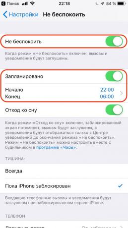 Konfigurace Apple iPhone: použít režim „Nerušit“