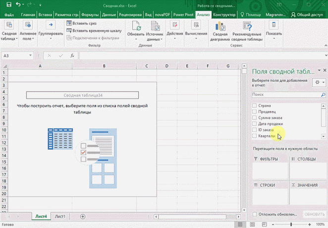 Příklad kontingenční v Excelu