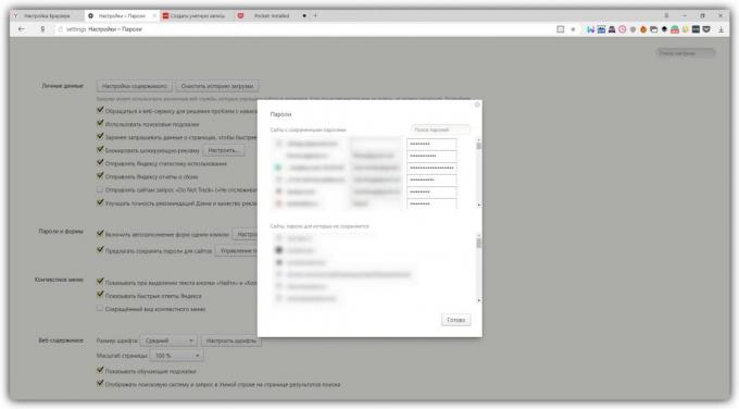 Jak zobrazit uložená hesla v „Yandex. browser "
