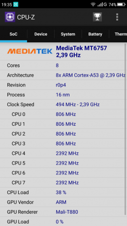 Umidigi S: CPU-Z procesoru