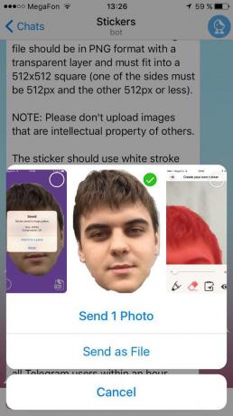Jak vyrobit samolepky pro Telegram: poslat fotografii jako soubor