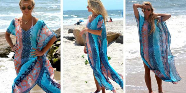 Beach šaty: šaty s geometrickými potisky