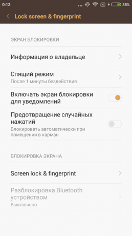 Xiaomi redmi 3s: na obrazovku uzamčení