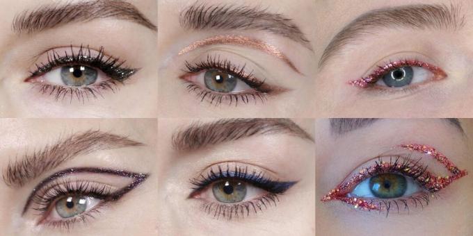Třpytivý oční make-up: experimentujte s třpytivými šipkami