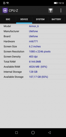Ulefone Armor 6: CPU-Z