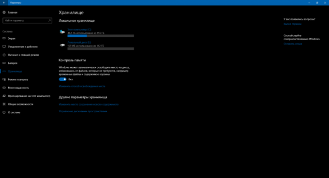Konfigurace Windows 10: Automatické čištění disku