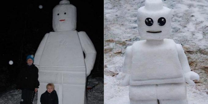 Sníh tvary s rukama: Lego muž