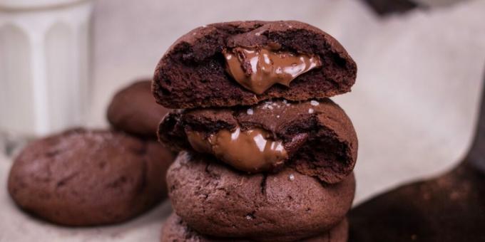 Soubory cookie s čokoládovou náplní à la fondant