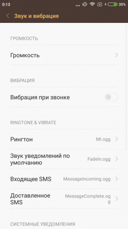 Xiaomi redmi 3s: zvuku a vibrací
