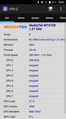 Chráněné smartphone Poptel P9000 Max: CPU-Z