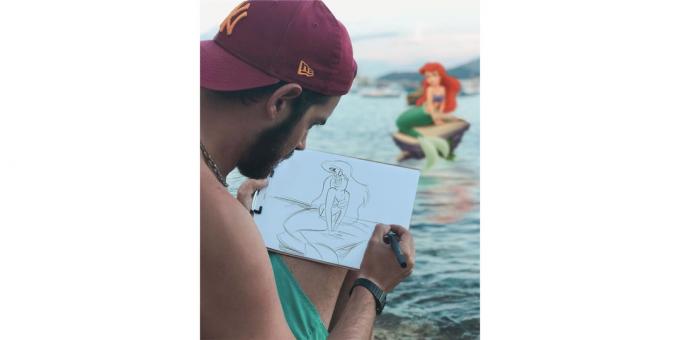 Disney charakter Ariel pózy