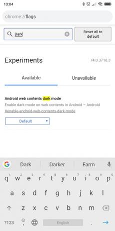 Noční režim na Chromu: Android obsahu webu režim dark