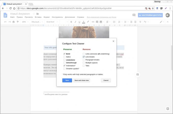 Dokumenty Google Doplňky: Text Cleaner