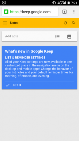 Google Keep: aktualizace