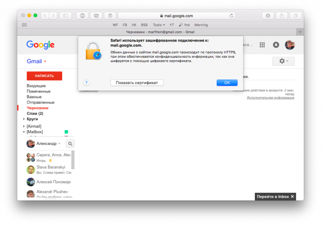 Chráněná sloučenina mailové služby Gmail