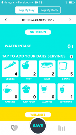 BodyWise pro iOS: dieta