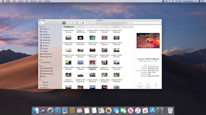 Zobrazení metadat na Mac