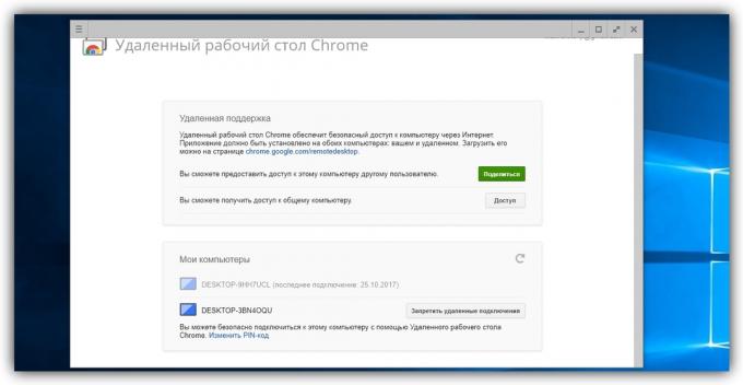 Chrome tabulka Remote desktop