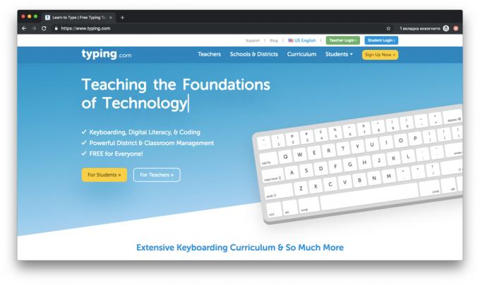 Typing.com - Typing Tutor v angličtině